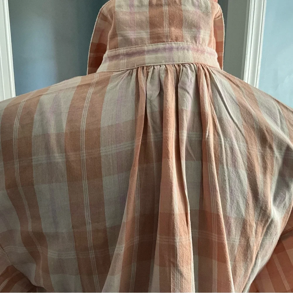 J. Crew Gathered Cottagecore Blouse Shirt Featherweight Peach Cotton - Picture 5 of 11
